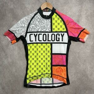 Cycology Cycling Jersey Womens 2XL Yellow Multicolor Bike Skulls AOP
